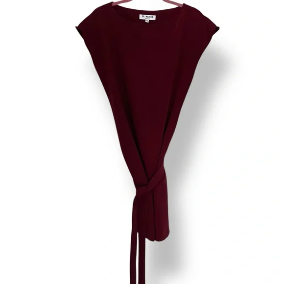Of Mercer Burgundy Short Sleeve Tie Front Dress Sz M - Picture 2 of 12